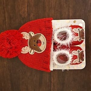 NWT-Little Me - Infant Holiday Hat & Booties Set - 0 to 6 Months